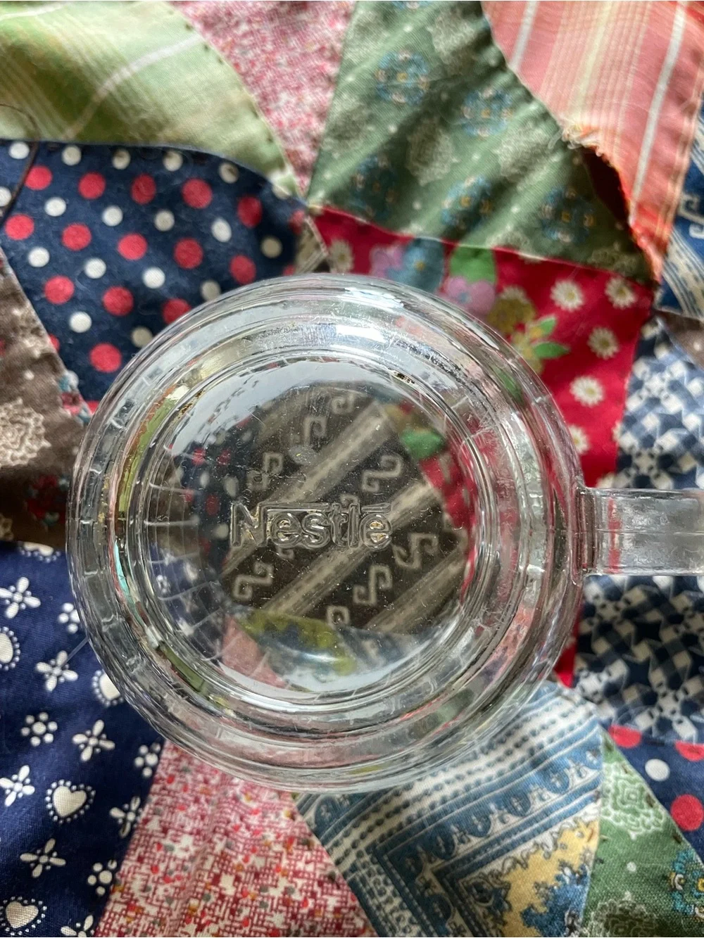 Vintage Nestlé World Globe Etched Glass Mug Frosted & Clear 6 oz 1970s